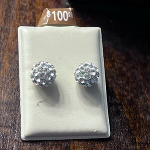 14k gold and Silver Crystal Stud Earrings